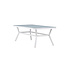 Gartentisch Virya Weiß – Großer Outdoor-Tisch aus Mattglas und weißem Aluminium, 100 × 200 × 74 cm, wetterfest