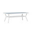 Gartentisch Virya Weiß – Großer Outdoor-Tisch aus Mattglas und weißem Aluminium, 100 × 200 × 74 cm, wetterfest