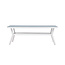 Gartentisch Virya Weiß – Großer Outdoor-Tisch aus Mattglas und weißem Aluminium, 100 × 200 × 74 cm, wetterfest