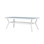 Gartentisch Virya Weiß – Großer Outdoor-Tisch aus Mattglas und weißem Aluminium, 100 × 200 × 74 cm, wetterfest
