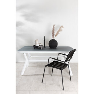 Venture Home Gartentisch Virya Grau – Mattglas & Aluminium Outdoor-Tisch 160 cm