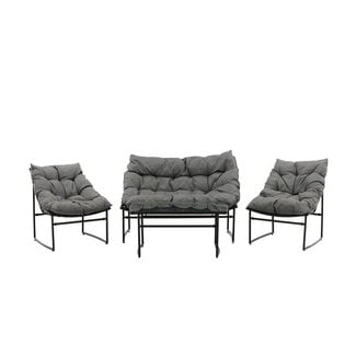 Venture Home Lounge-Set Tina Schwarz – Rattan und Stahl Outdoor-Lounge