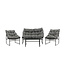 Lounge-Set Tina Schwarz – Moderne Outdoor-Lounge aus Rattan und Stahl, 117 × 70 × 75 cm, wetterfest