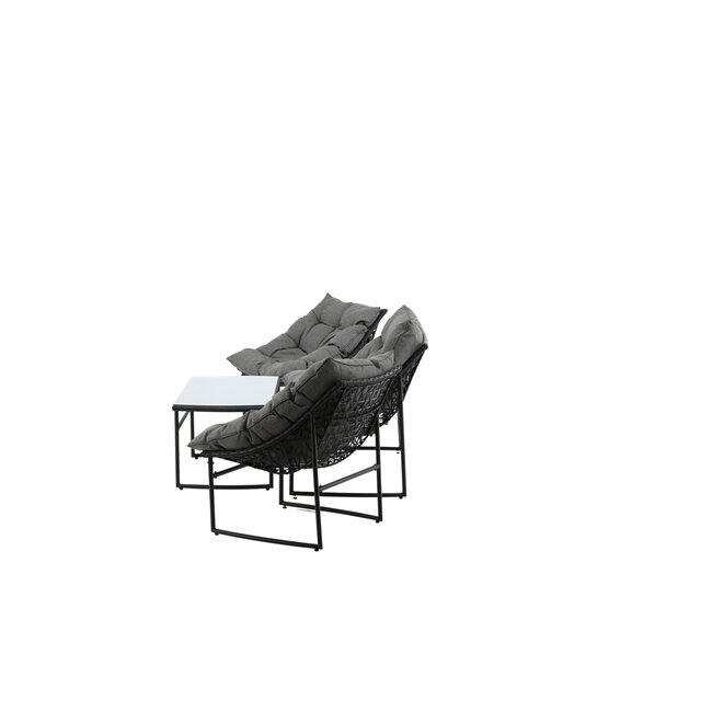 Lounge-Set Tina Schwarz – Moderne Outdoor-Lounge aus Rattan und Stahl, 117 × 70 × 75 cm, wetterfest