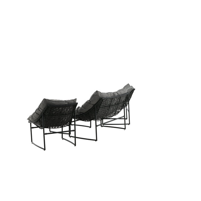 Lounge-Set Tina Schwarz – Moderne Outdoor-Lounge aus Rattan und Stahl, 117 × 70 × 75 cm, wetterfest