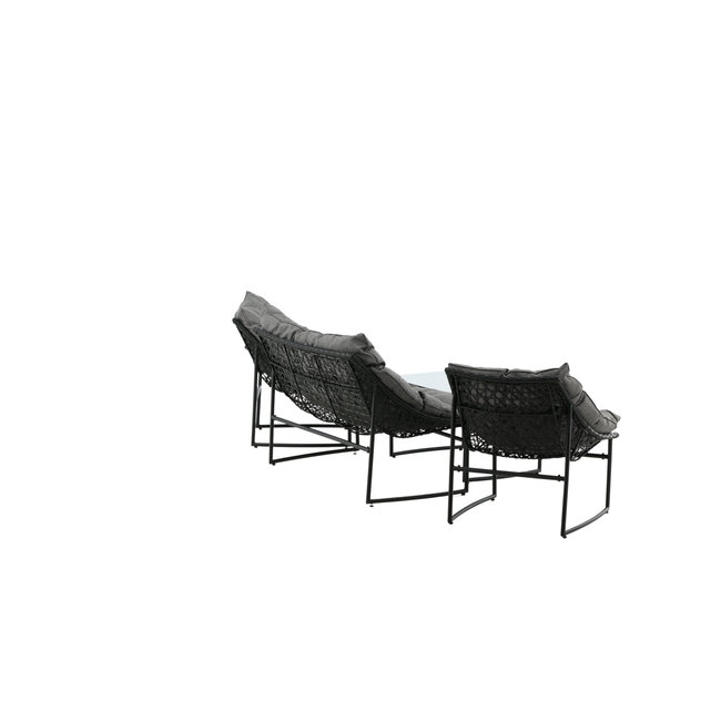Lounge-Set Tina Schwarz – Moderne Outdoor-Lounge aus Rattan und Stahl, 117 × 70 × 75 cm, wetterfest