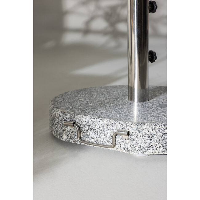 Runder Granit-Schirmständer 40 kg – Mobiler Luxus in Marmor-Optik