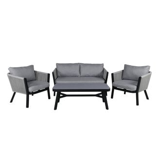 Venture Home Lounge-Set Virya Schwarz – Aluminium & Glas Outdoor-Lounge