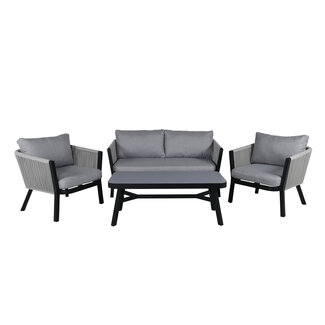 Venture Home Lounge-Set Virya Schwarz – Aluminium und Glas Outdoor-Lounge