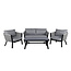 Lounge-Set Virya Schwarz – Moderne Outdoor-Lounge aus Aluminium und Glas, 150 × 77 × 72 cm, wetterfest