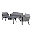 Lounge-Set Virya Schwarz – Moderne Outdoor-Lounge aus Aluminium und Glas, 150 × 77 × 72 cm, wetterfest