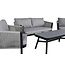 Lounge-Set Virya Schwarz – Moderne Outdoor-Lounge aus Aluminium und Glas, 150 × 77 × 72 cm, wetterfest