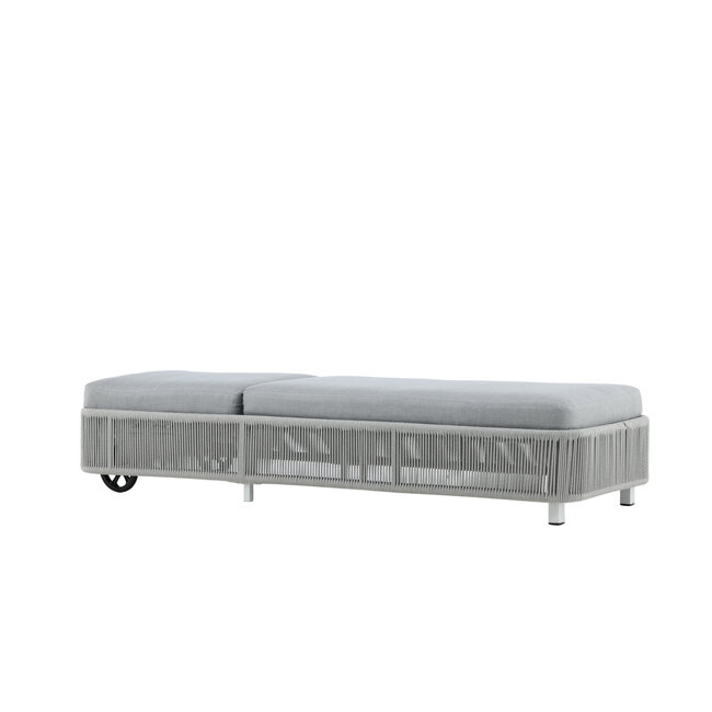 Gartenliege Virya Grau – Komfortable Sonnenliege aus Seilgeflecht und Aluminium, 75 × 205 × 32 cm, wetterfest