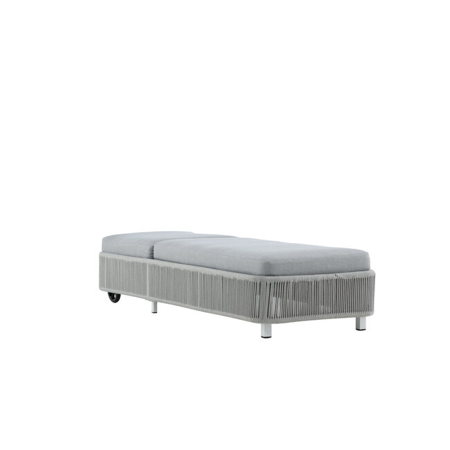 Gartenliege Virya Grau – Komfortable Sonnenliege aus Seilgeflecht und Aluminium, 75 × 205 × 32 cm, wetterfest