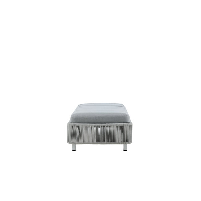 Gartenliege Virya Grau – Komfortable Sonnenliege aus Seilgeflecht und Aluminium, 75 × 205 × 32 cm, wetterfest