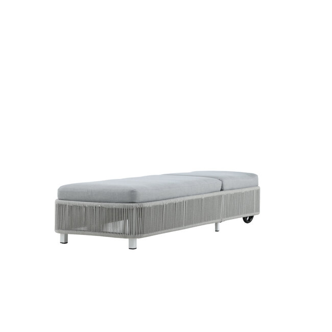 Gartenliege Virya Grau – Komfortable Sonnenliege aus Seilgeflecht und Aluminium, 75 × 205 × 32 cm, wetterfest