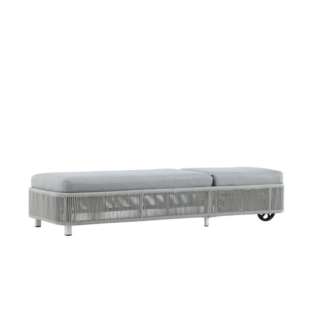 Gartenliege Virya Grau – Komfortable Sonnenliege aus Seilgeflecht und Aluminium, 75 × 205 × 32 cm, wetterfest