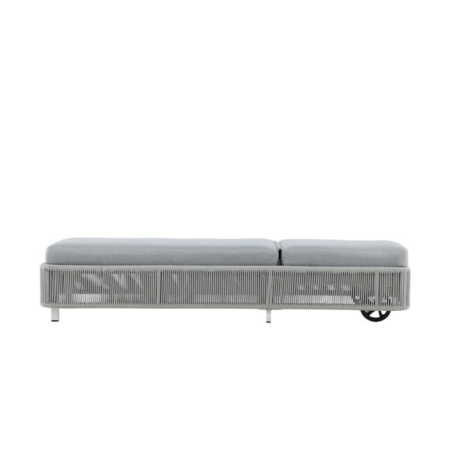 Gartenliege Virya Grau – Komfortable Sonnenliege aus Seilgeflecht und Aluminium, 75 × 205 × 32 cm, wetterfest