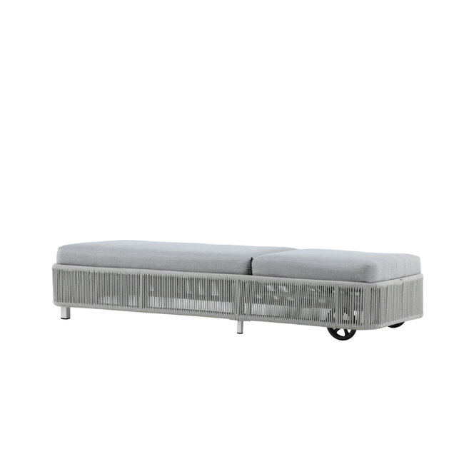 Gartenliege Virya Grau – Komfortable Sonnenliege aus Seilgeflecht und Aluminium, 75 × 205 × 32 cm, wetterfest