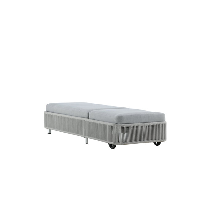 Gartenliege Virya Grau – Komfortable Sonnenliege aus Seilgeflecht und Aluminium, 75 × 205 × 32 cm, wetterfest