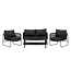 Lounge-Set Utah Schwarz – Moderne Outdoor-Lounge aus Polyester-Seilgeflecht und Stahl, 127 × 76 × 77 cm, wetterfest