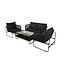 Lounge-Set Utah Schwarz – Moderne Outdoor-Lounge aus Polyester-Seilgeflecht und Stahl, 127 × 76 × 77 cm, wetterfest