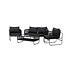 Lounge-Set Utah Schwarz – Moderne Outdoor-Lounge aus Polyester-Seilgeflecht und Stahl, 127 × 76 × 77 cm, wetterfest