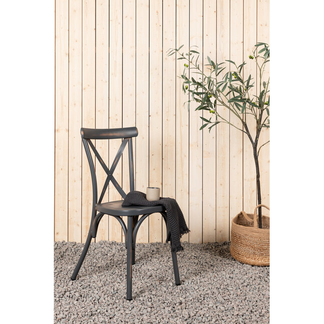 2er Set Gartenstuhl Tablas Dunkelgrau – Wetterfeste Aluminium-Gartenstühle, 48 × 48 × 88 cm, 2 Stück