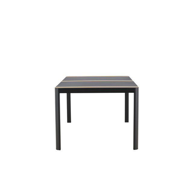 Gartentisch Togo Schwarz XL – Großer Outdoor-Tisch aus Aluminium und Teakholz, 100 × 200 × 75 cm, wetterfest