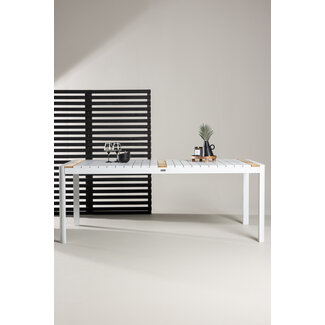 Venture Home Gartentisch Togo Weiß XL – Aluminium & Teakholz 200 cm