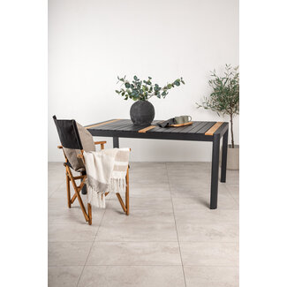 Venture Home Gartentisch Togo Schwarz – Aluminium & Teakholz Outdoor-Tisch