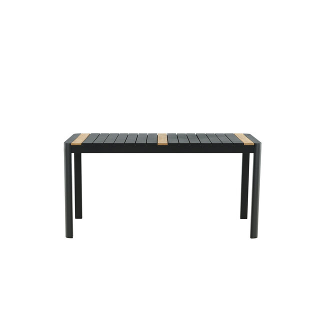 Gartentisch Togo Schwarz – Hochwertiger Outdoor-Tisch aus Aluminium und Teakholz, 90 × 150 × 75 cm, wetterfest