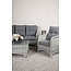 Lounge-Set Vikelund Grau – Rattansofa-Gruppe mit 3-Sitzer, 2 Sesseln & Glastisch für Terrasse & Garten