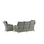 Lounge-Set Vikelund Grau – Rattansofa-Gruppe mit 3-Sitzer, 2 Sesseln & Glastisch für Terrasse & Garten