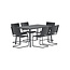 Essgruppe Holmsund Schwarz – Rechteckiger Tisch & 6 Stühle aus Stahl & Polywood für Terrasse & Garten