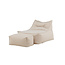 Loungesessel Redang Beige mit Hocker – Wetterfester Outdoor-Relaxsessel aus Olefin