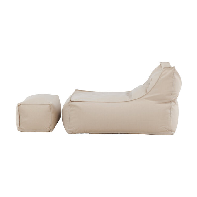 Loungesessel Redang Beige mit Hocker – Wetterfester Outdoor-Relaxsessel aus Olefin