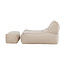 Loungesessel Redang Beige mit Hocker – Wetterfester Outdoor-Relaxsessel aus Olefin