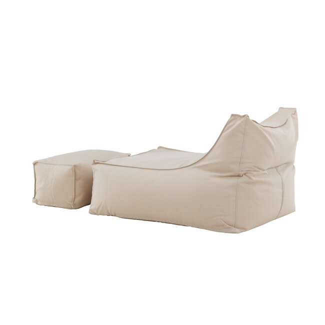 Loungesessel Redang Beige mit Hocker – Wetterfester Outdoor-Relaxsessel aus Olefin