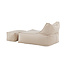 Loungesessel Redang Beige mit Hocker – Wetterfester Outdoor-Relaxsessel aus Olefin