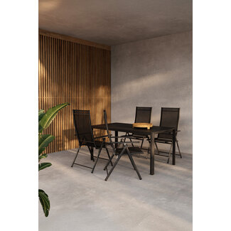 Venture Home Essgruppe Giardini & Levanzo Schwarz – Outdoor-Dining-Set mit 4 klappbaren Stühlen