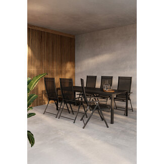 Venture Home Giardini und Levanzo Dining Set Schwarz – Moderne Garten-Essgruppe für 6 Personen