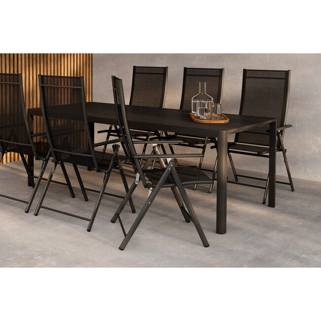 Giardini und Levanzo Dining Set Schwarz – Moderne Garten-Essgruppe für 6 Personen