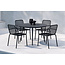 San Vito & Peking Dining Set Schwarz – Moderner Outdoor-Esstisch mit 4 Stapelstühlen