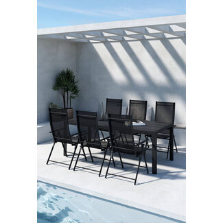 Venture Home Essgruppe Mirko & Levanzo Schwarz – Outdoor-Dining-Set mit 6 Stühlen