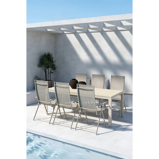 Venture Home Essgruppe Mirko & Levanzo Beige – Outdoor-Dining-Set mit 6 Stühlen
