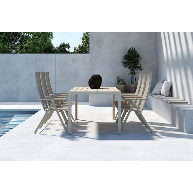 Essgruppe Mirko und Levanzo Beige – Outdoor-Dining-Set mit 6 Stühlen