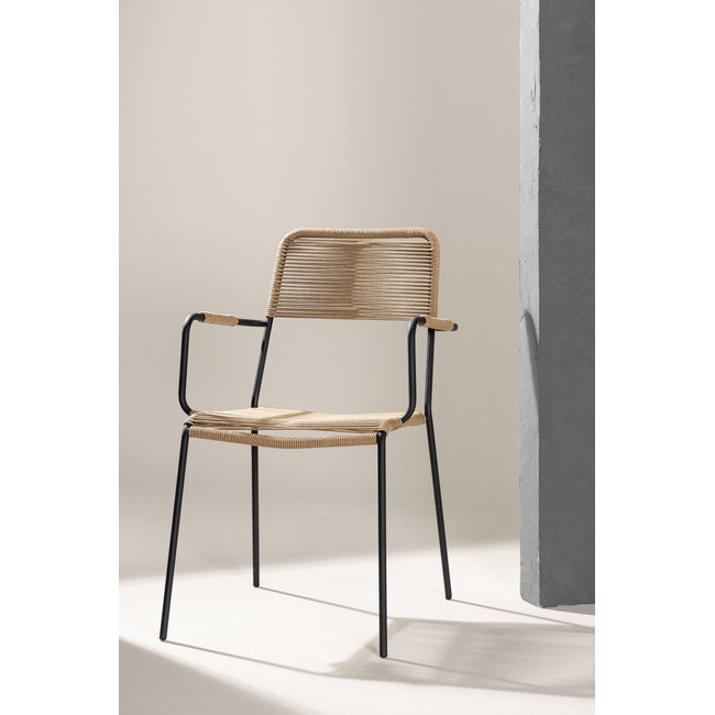 Gartensessel Lindos Braun – moderner Outdoor-Loungesessel mit Rope-Geflecht