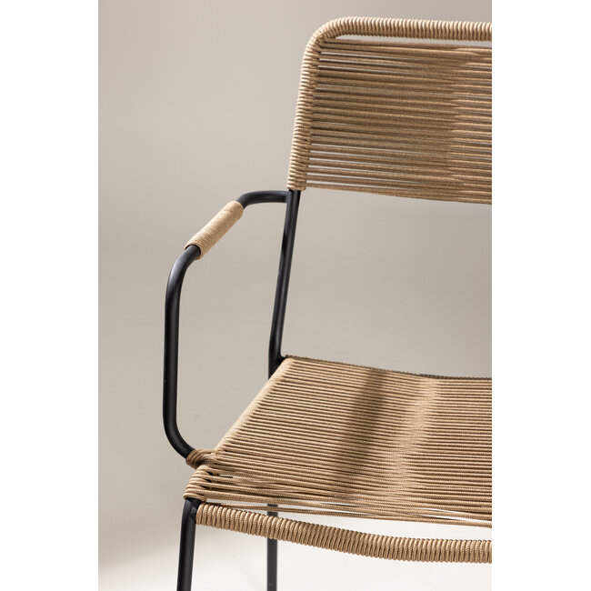 Gartensessel Lindos Braun – moderner Outdoor-Loungesessel mit Rope-Geflecht