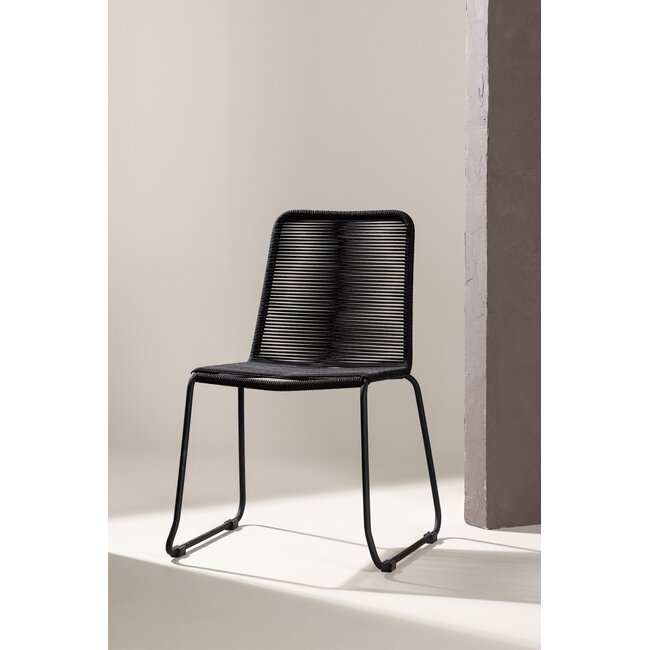 Gartenstuhl Lindos Schwarz – moderner Outdoor-Stuhl mit Rope-Design